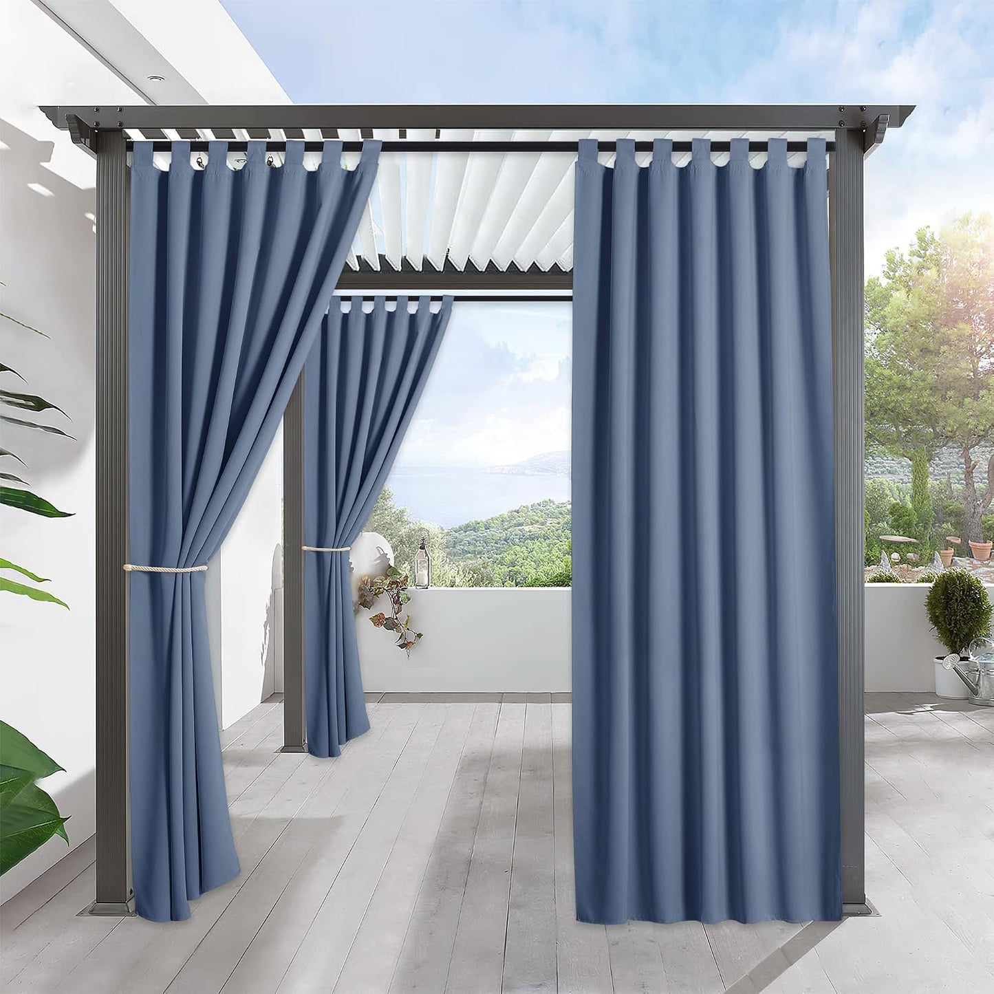 Cortinas patio 84pulg opacas impermeables bloqueo luz aire