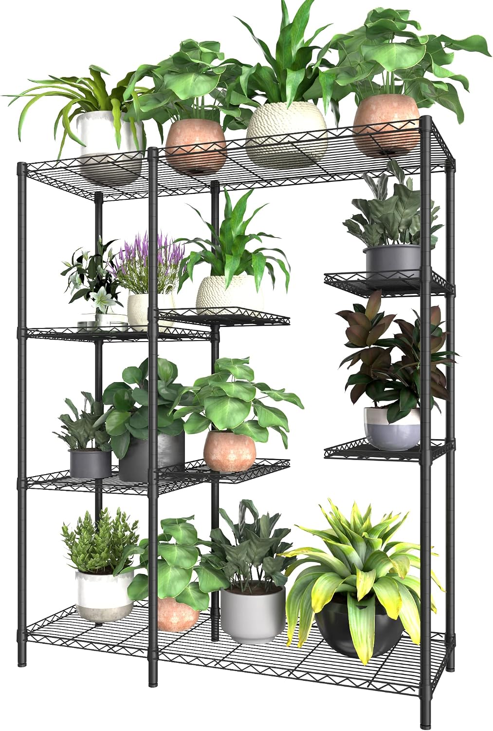 Soporte plantas 8 niveles interior exterior ajustable negro