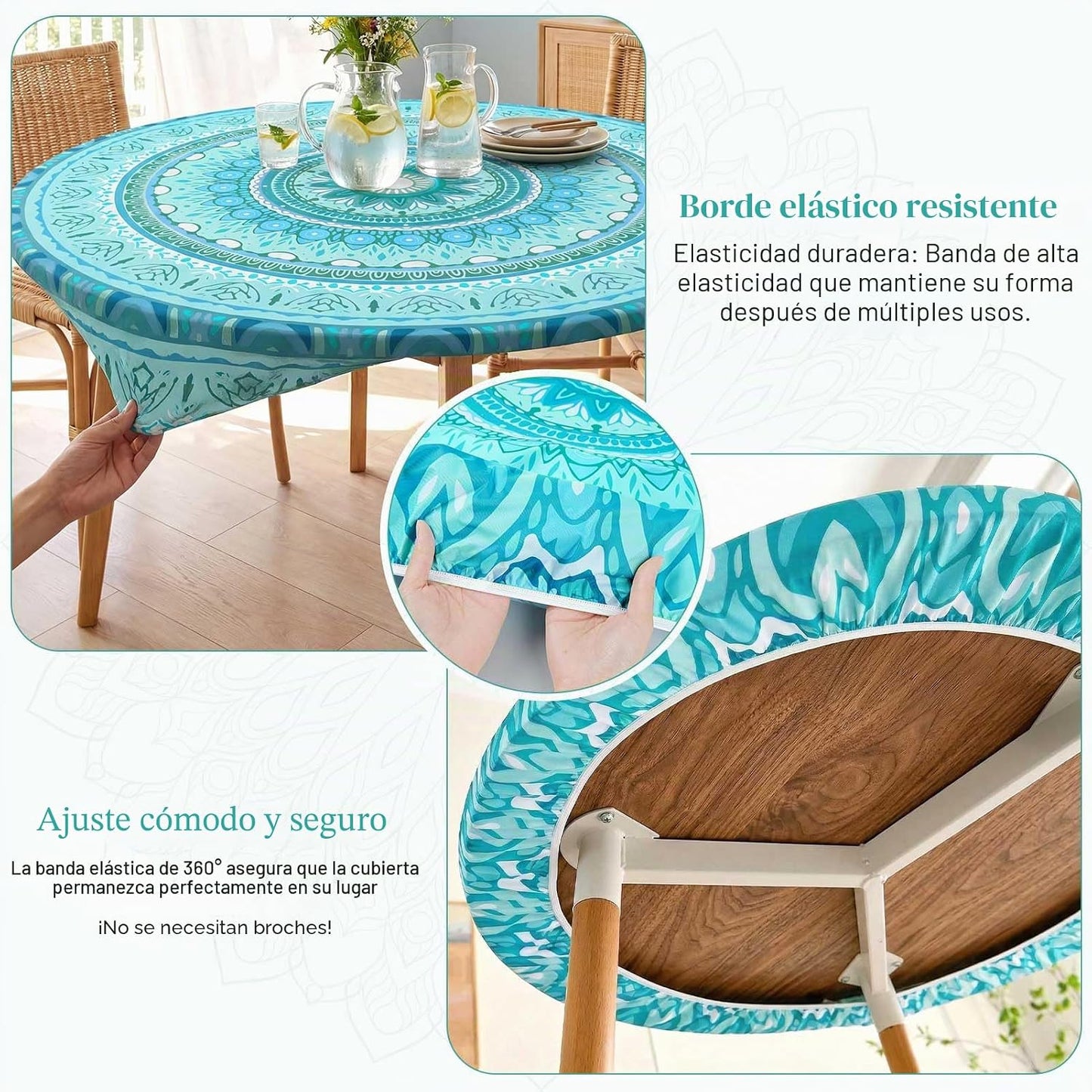 Mantel redondo ajustable impermeable interiores exteriores