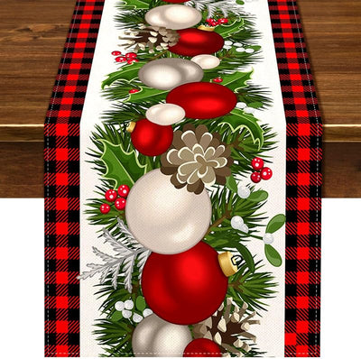 Camino mesa cuadros búfalo negro rojo 72pulg navidad invierno