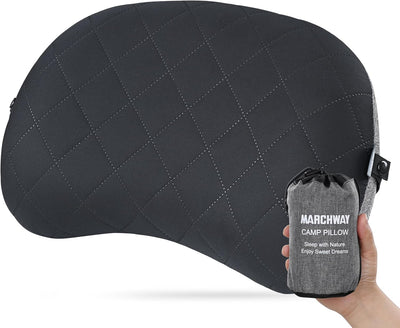 Almohada aire inflable compresible camping senderismo negro