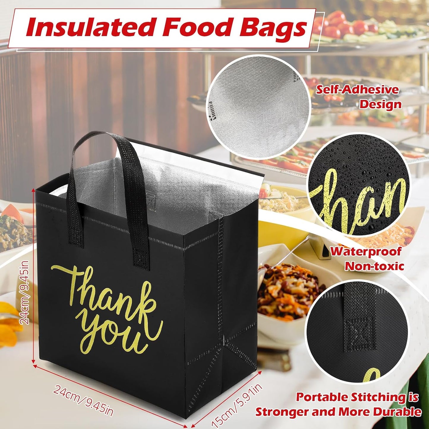 80 Pzas Bolsas Aisladas para Alimentos 24x24x15cm