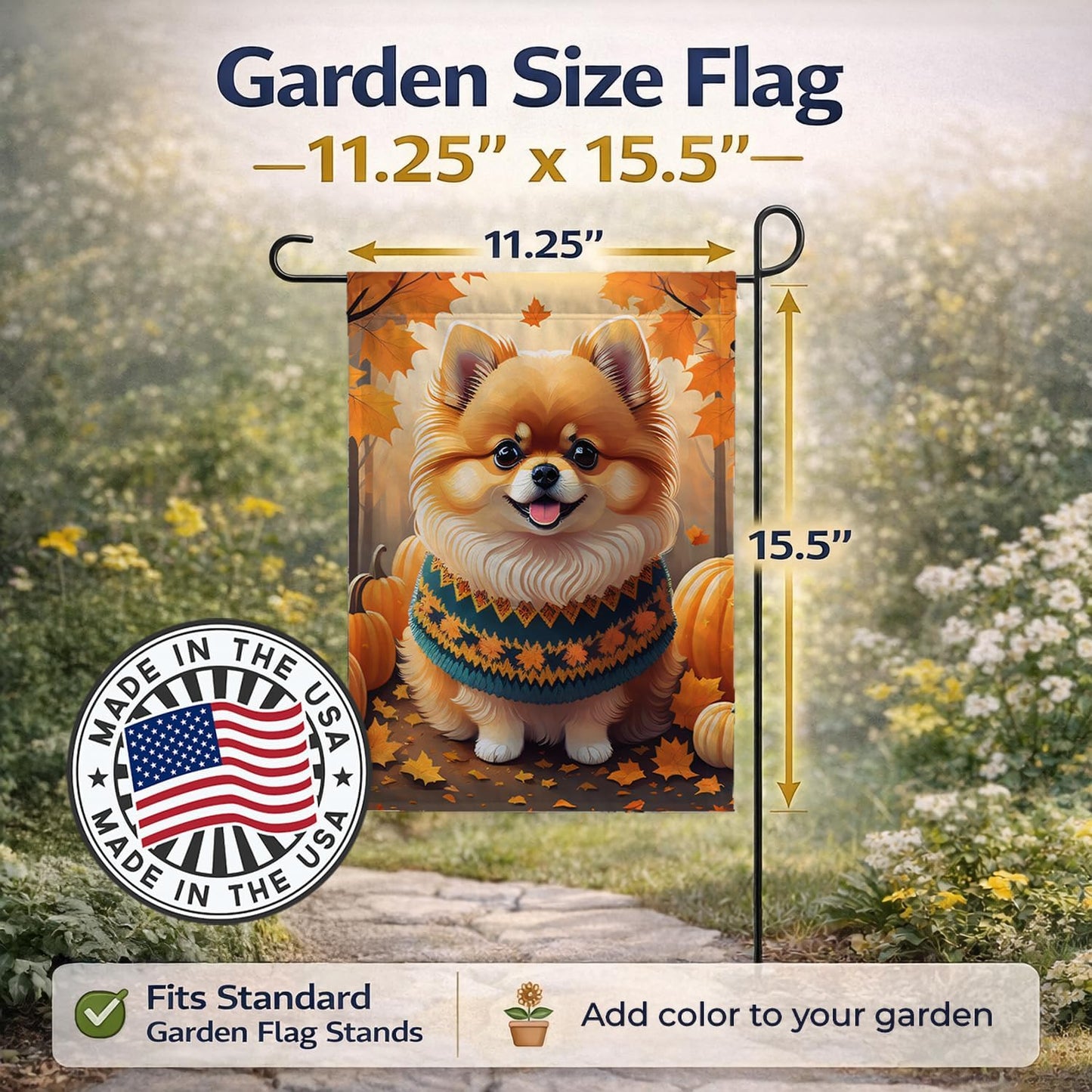 Bandera decorativa jardín otoño pomerania multicolor