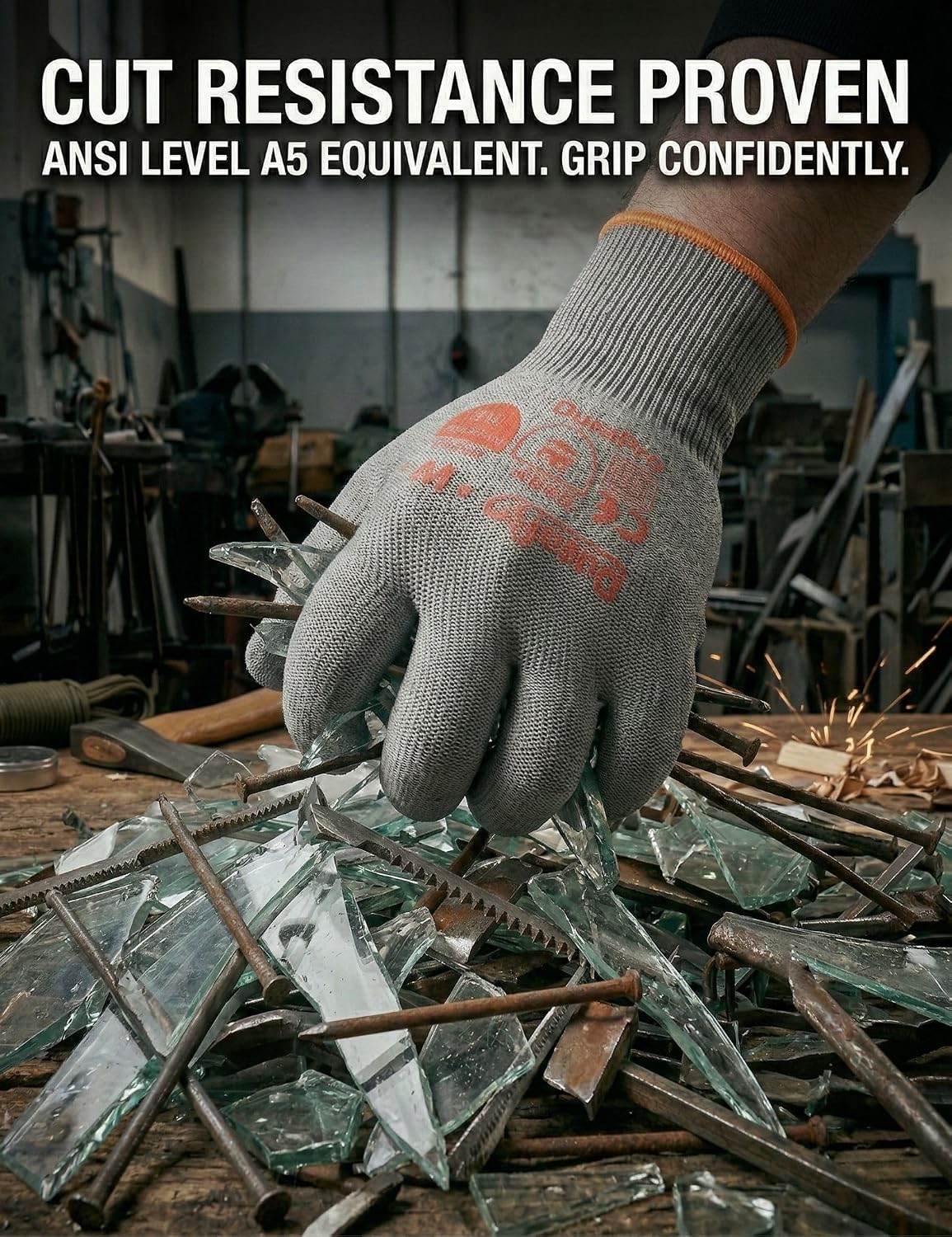 Guantes cortes nivel 5 antideslizante fábrica construcción