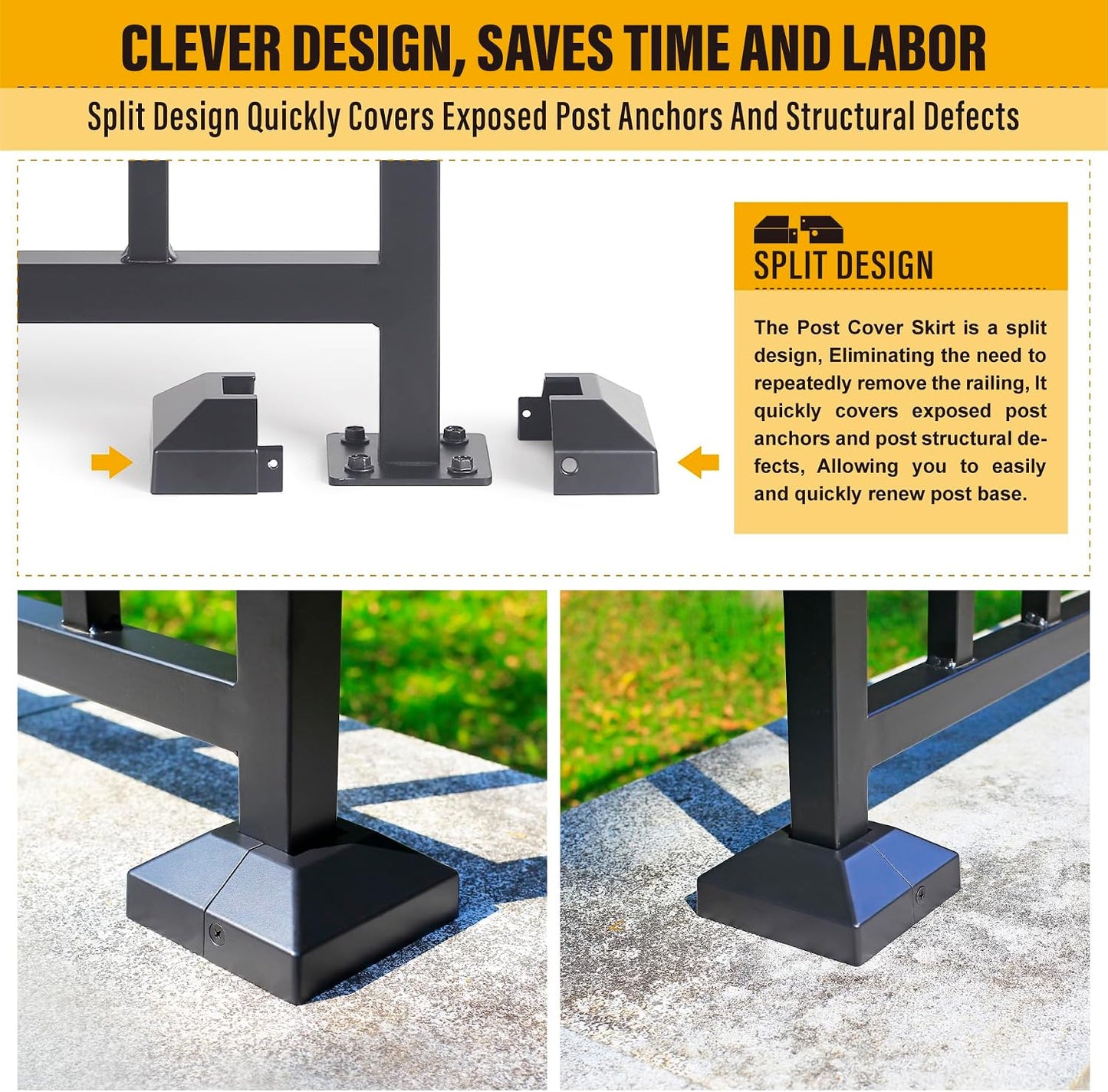 Cubierta poste 1.25pulg hierro negro pack 2
