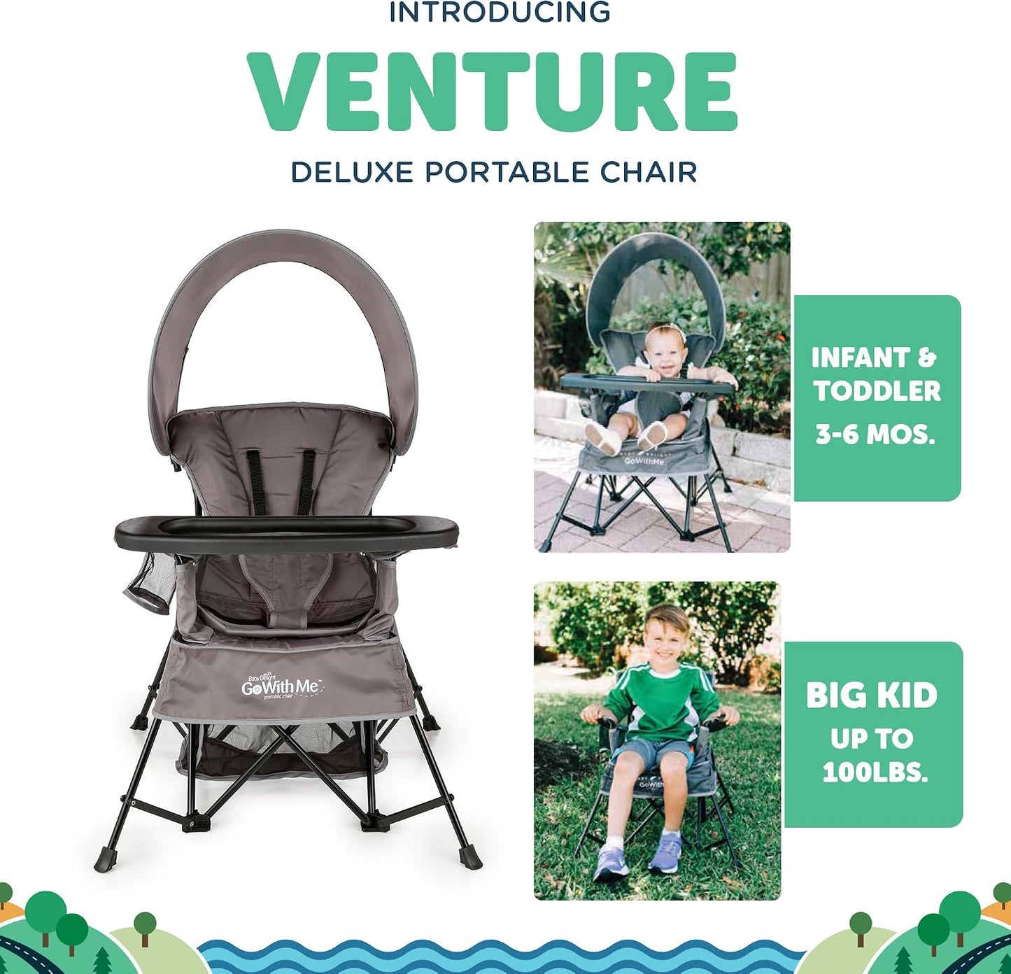 Silla portátil Go with Me Venture 3 etapas gris