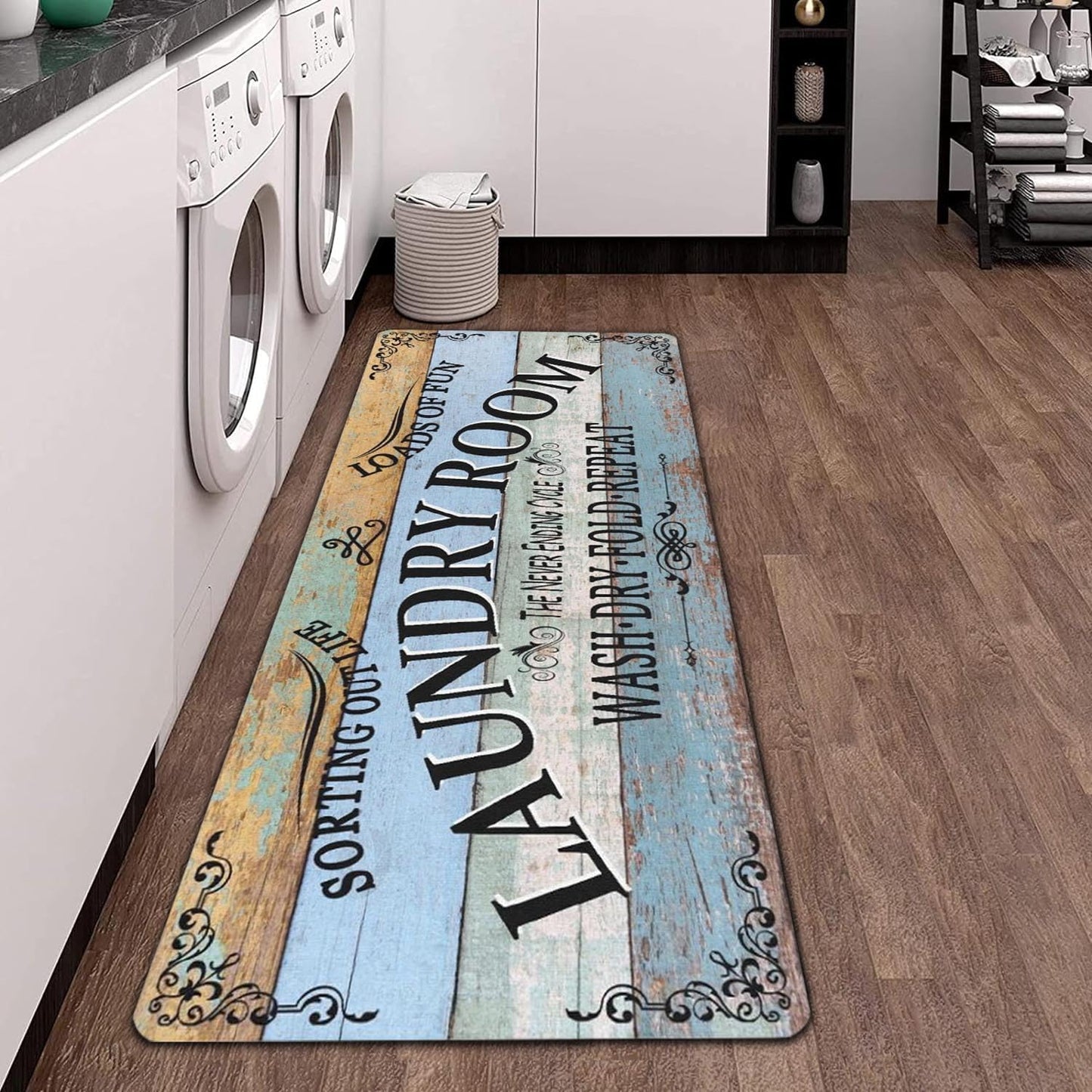 Alfombra antiderrap estilo granja para lavandería y pasillo