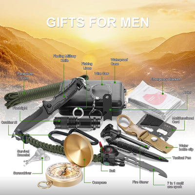 Kit supervivencia 22en1 para hombres Navidad profesional