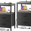 Set 2 Mesitas Noche con Puertos USB Tomacorrientes Color Gris