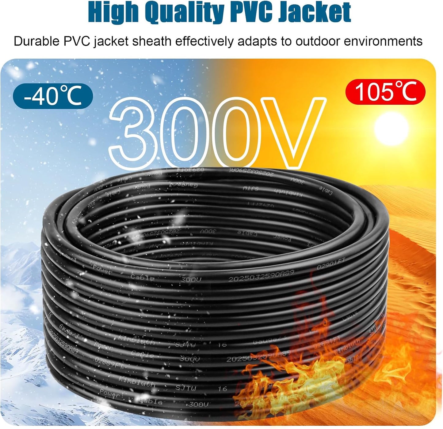 Cable extensión eléctrico 16/3 cobre 100pies exterior