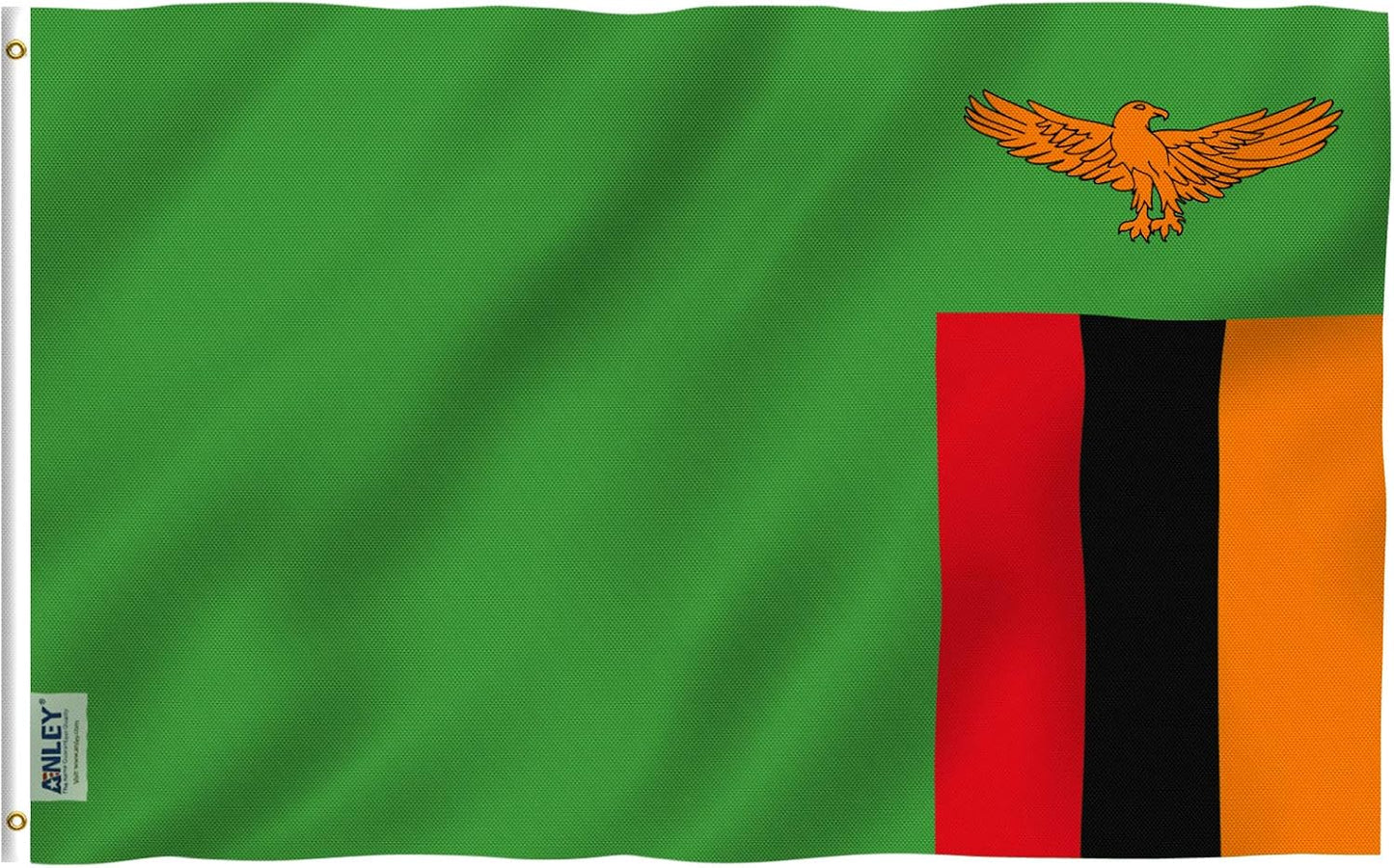 Bandera Zambia 3x5ft poliéster ojales latón doble costura