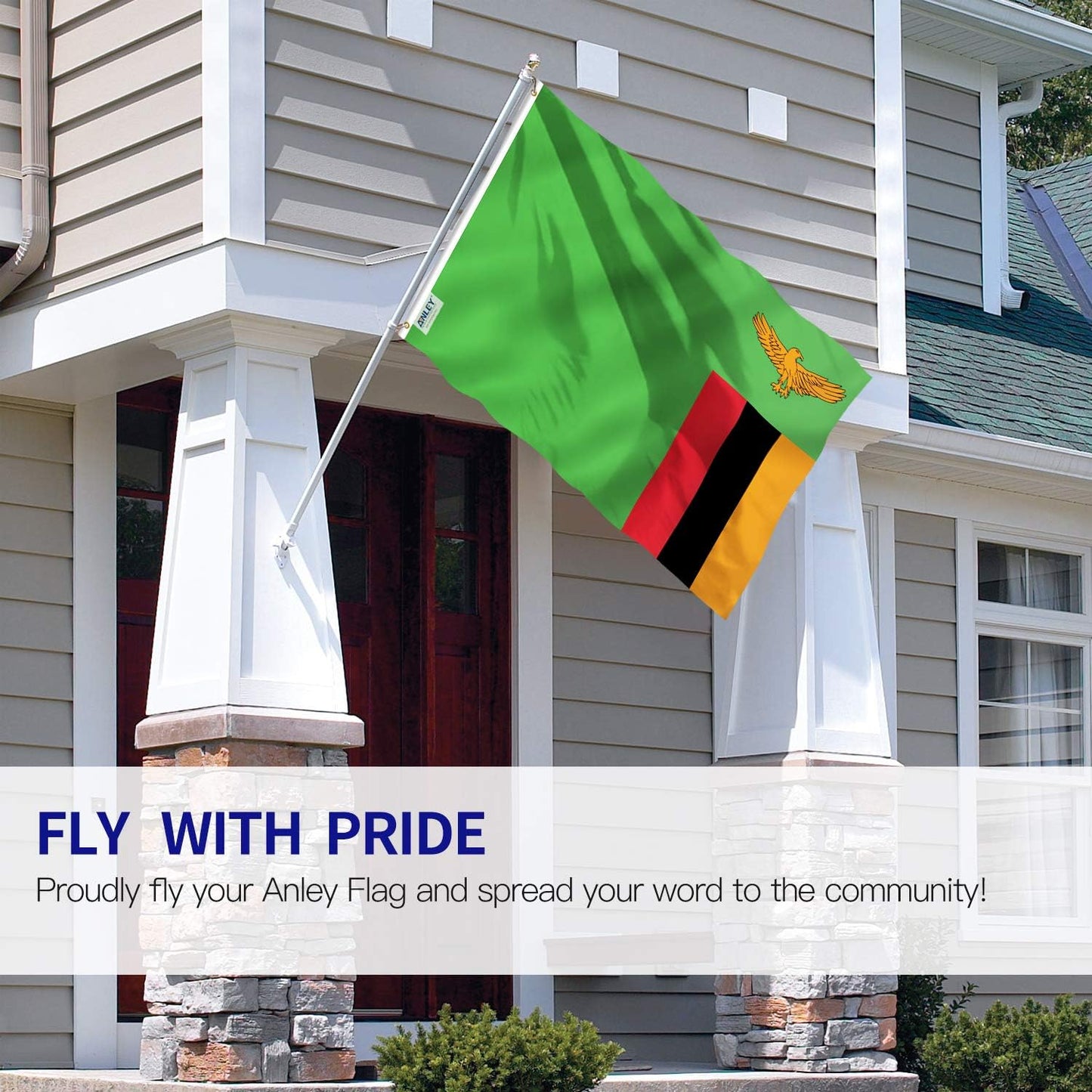 Bandera Zambia 3x5ft poliéster ojales latón doble costura