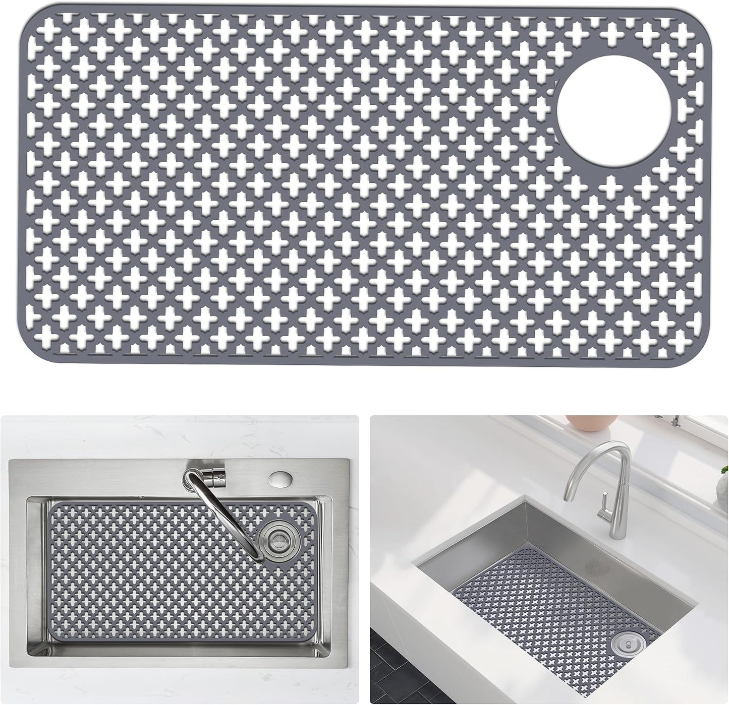 Tapete silicona fregadero cocina con drenaje 28x14pulg
