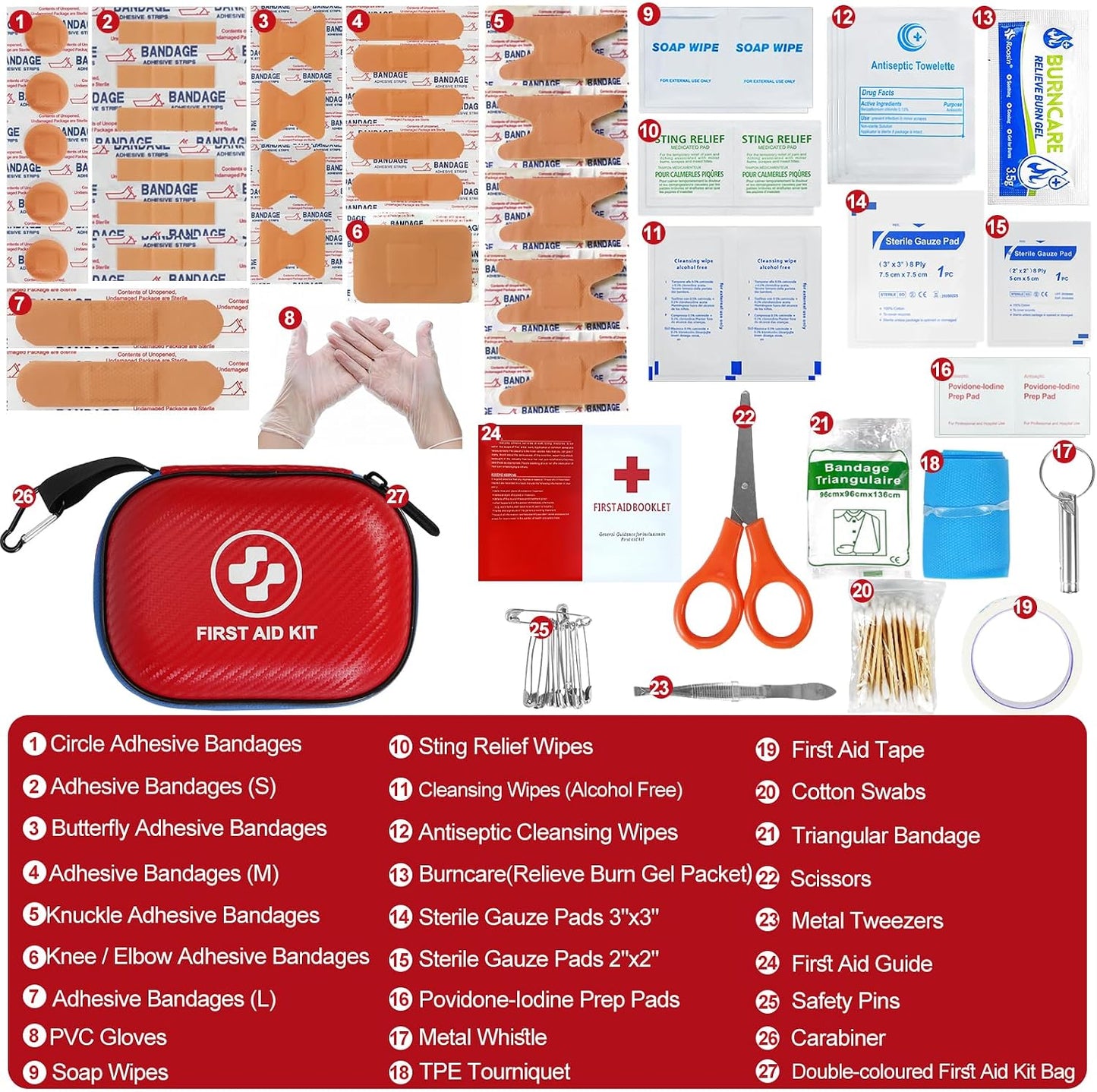 Kit primeros auxilios 185pzas impermeable hogar auto