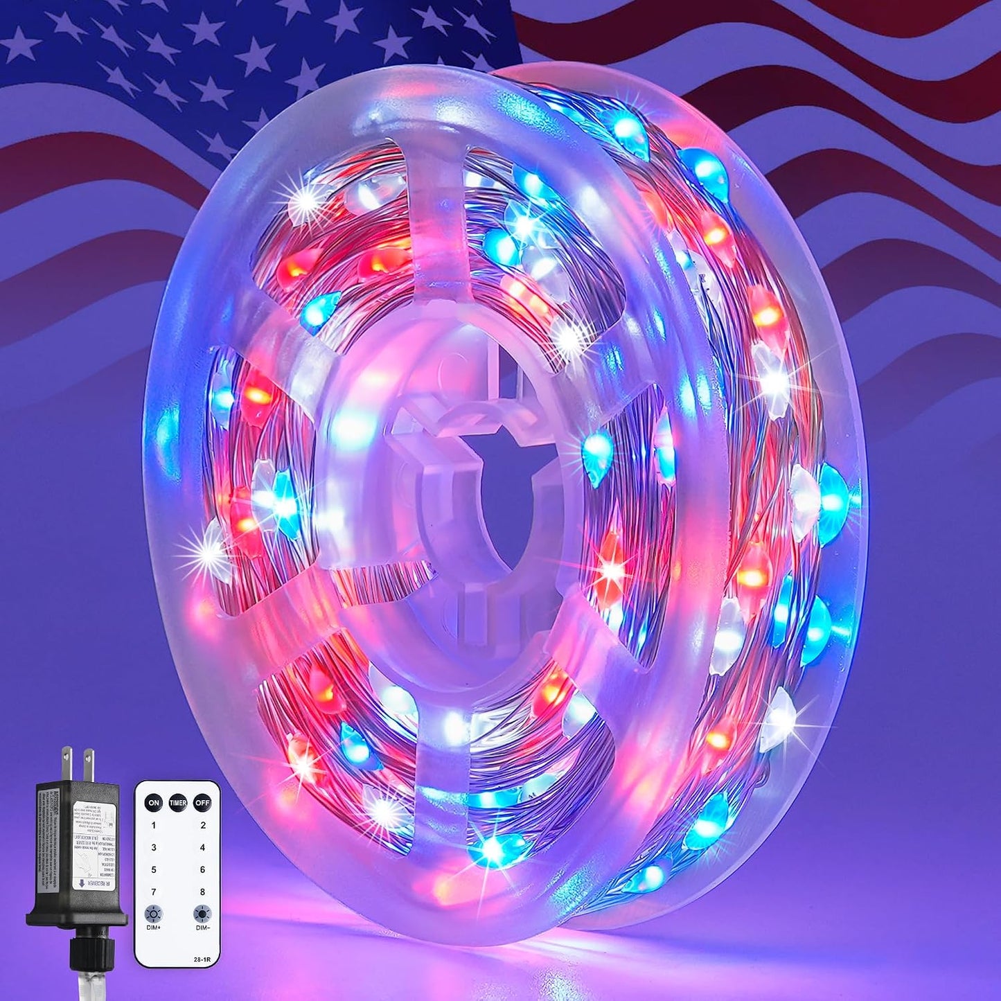 200 Luces LED Patrióticas Parpadeantes 4 de Julio