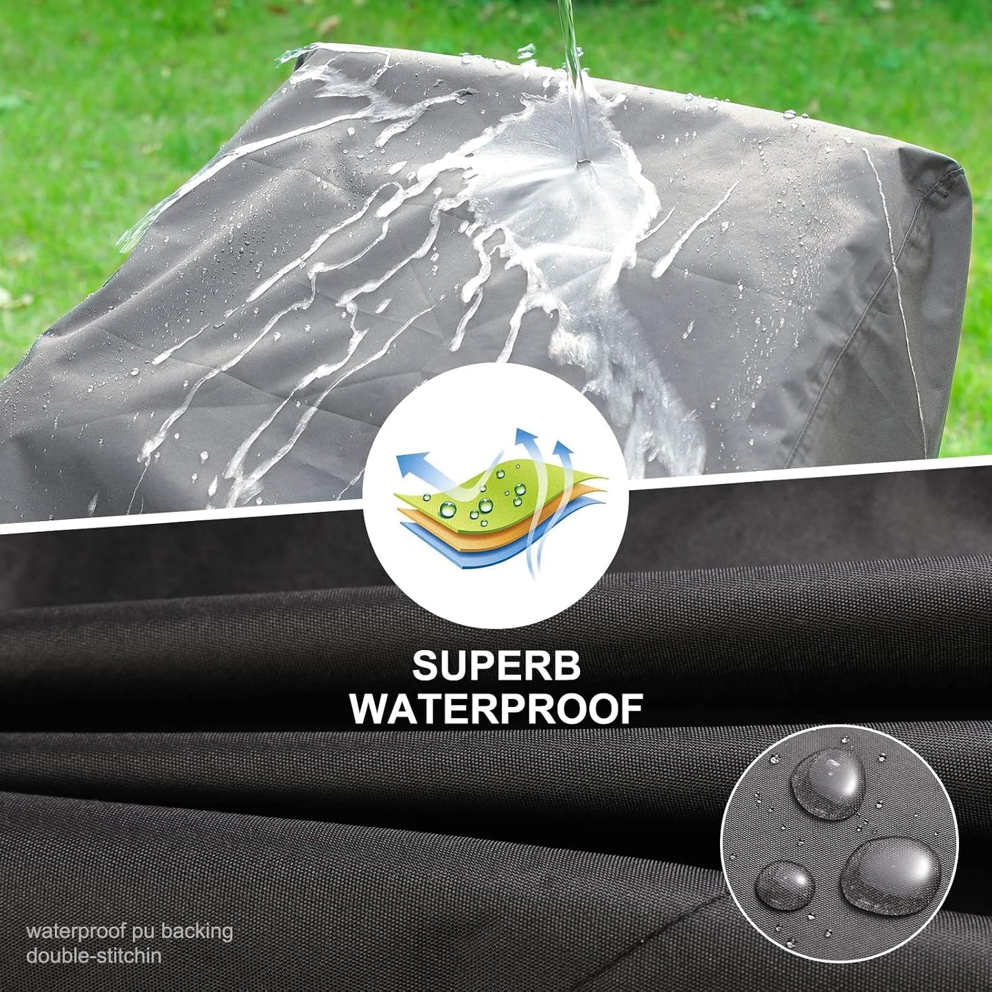 Fundas sillas apilables impermeables 28x36x47" negro