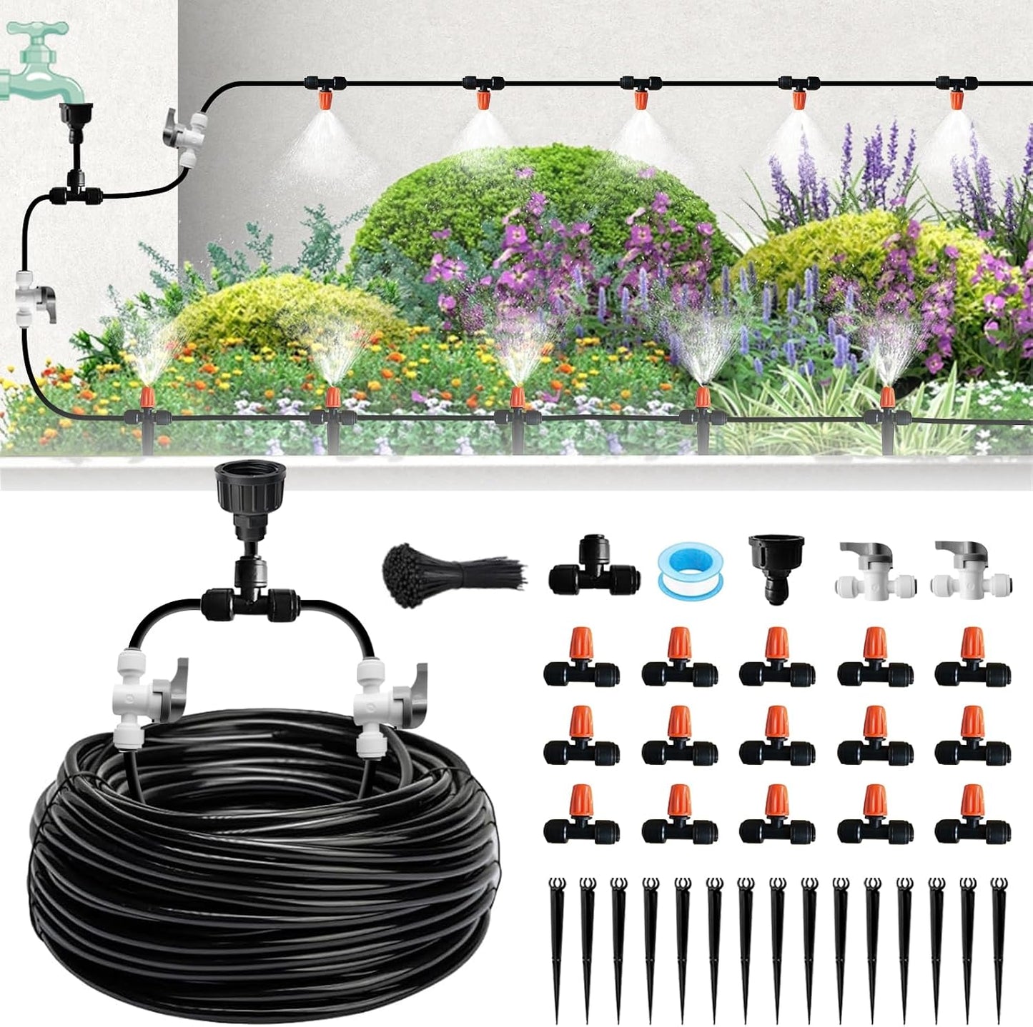 Sistema riego niebla 60ft para jardín invernadero