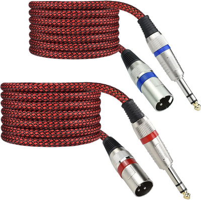 Cable XLR macho a TRS 1/4 pulg equilibrado 6.6ft trenzado nailon