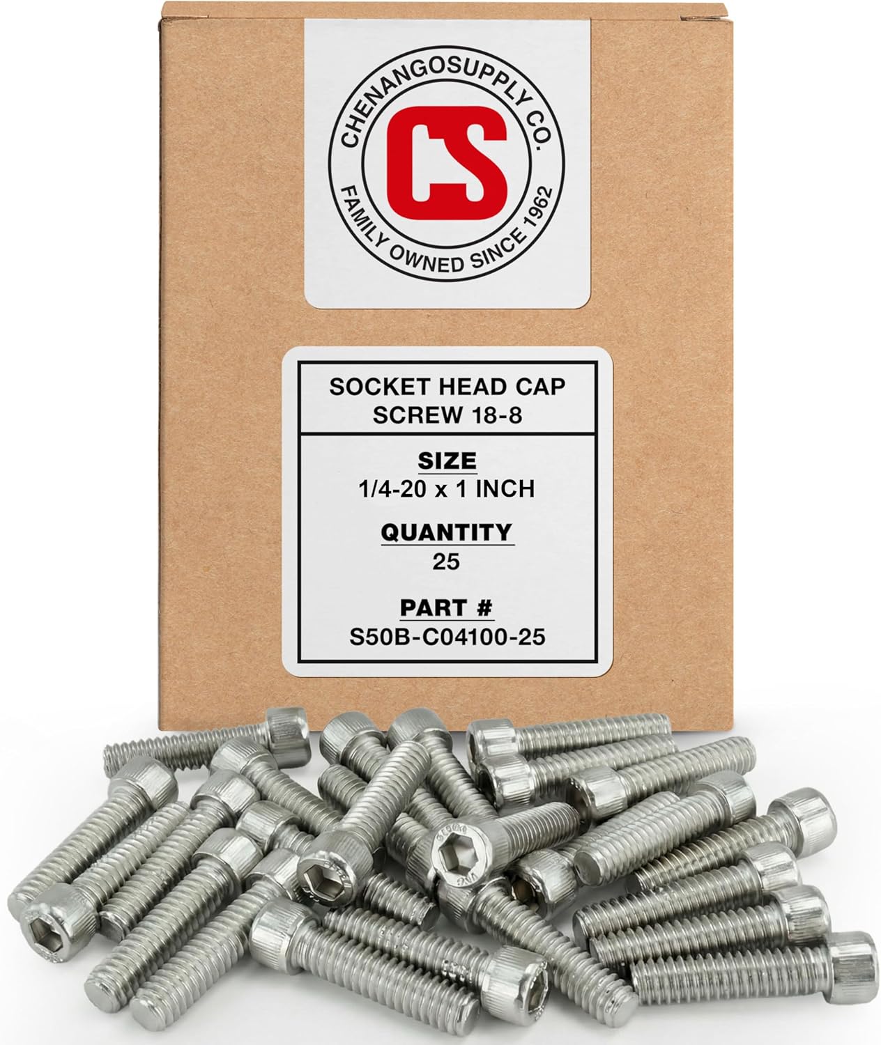 Tornillos acero inox 1/4-20 x 1 rosca completa 25 pzas
