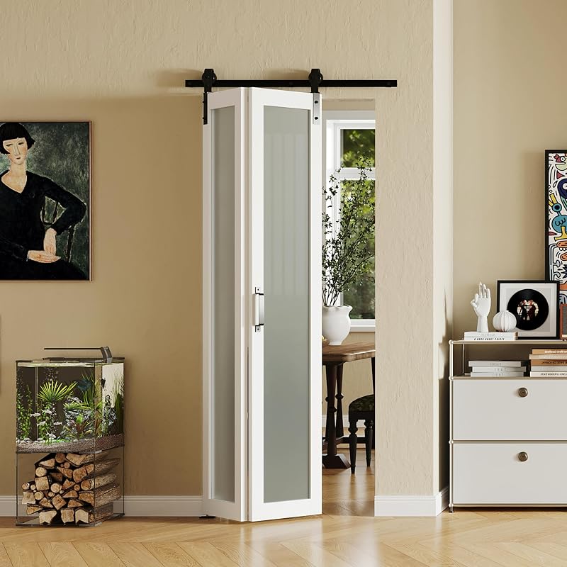 Puerta corredera granero 30x2x84" vidrio templado MDF blanc