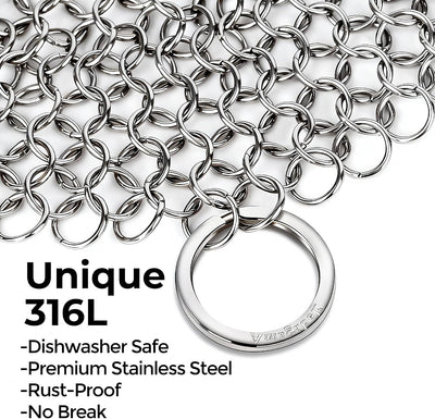 Limpiador hierro fundido 8x8pulg acero inox para sartén y olla