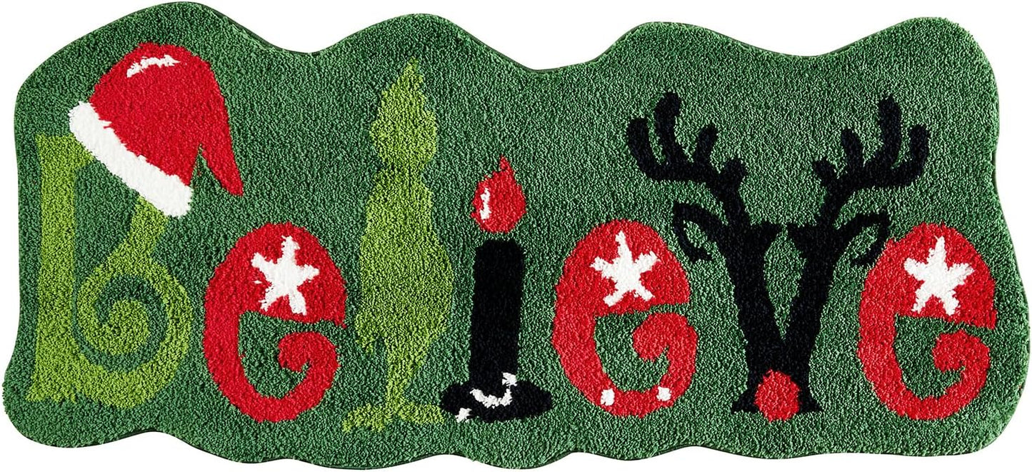 Alfombra navidad baño cocina 2x4.3ft color verde rojo