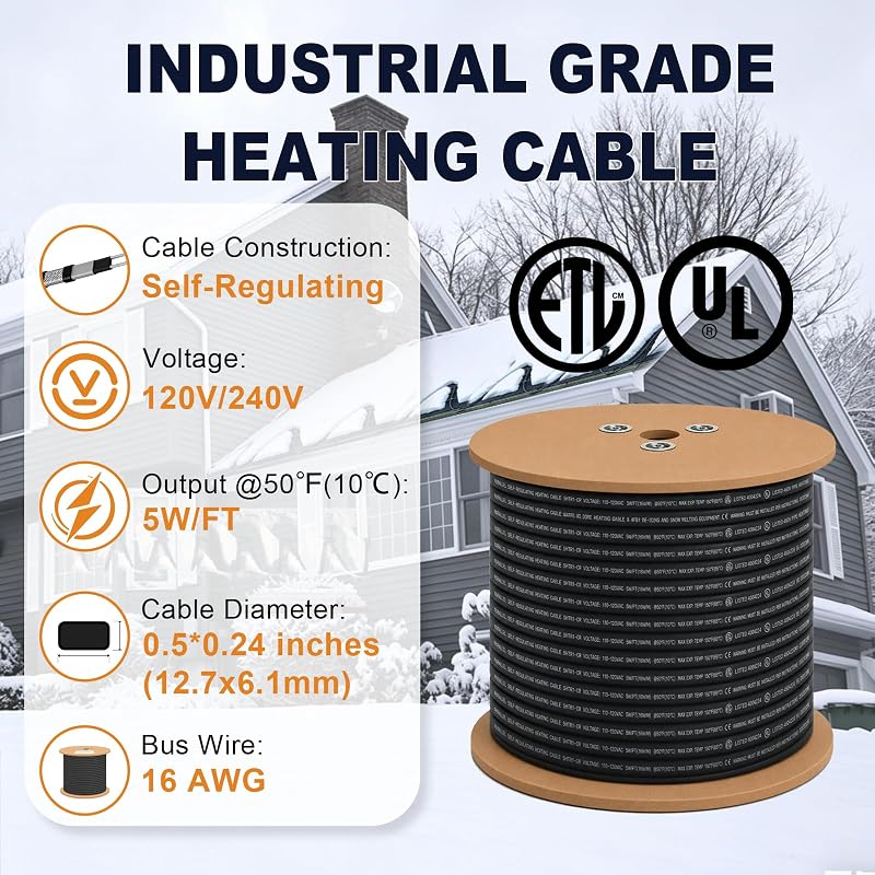 Cable calefacción autorregulable 120V 250ft grado industrial
