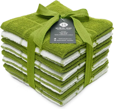 Paquete 6 toallas cocina algodón terry suave absorbente verde