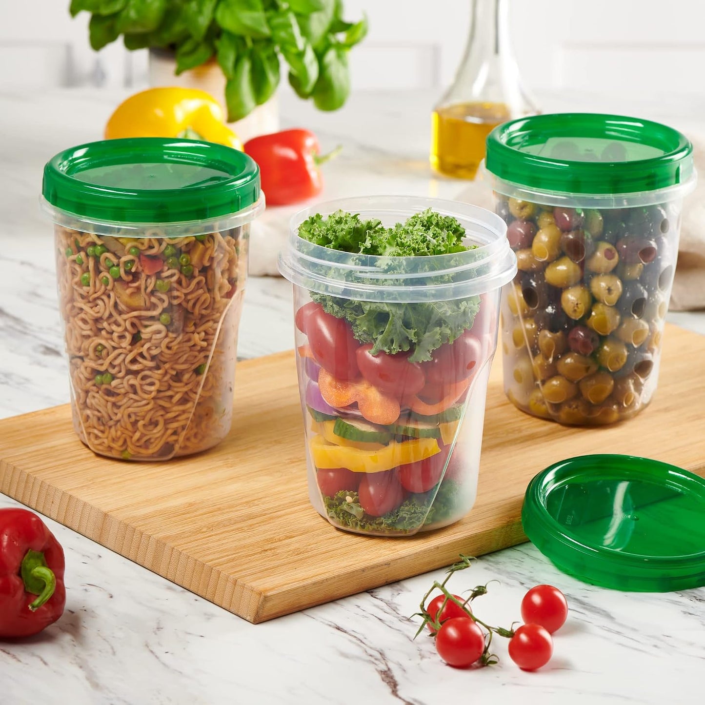 6 Pzas Recipientes Alimento Tapa Giratoria 32oz