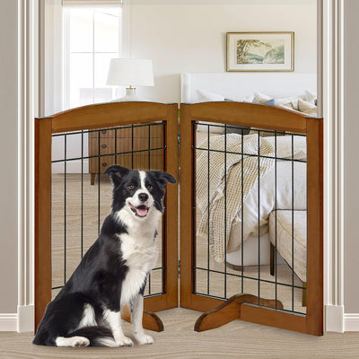 Puerta madera ajustable para perros 30pulg