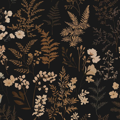 Papel tapiz autoadhesivo floral oscuro 17.7x124pulg