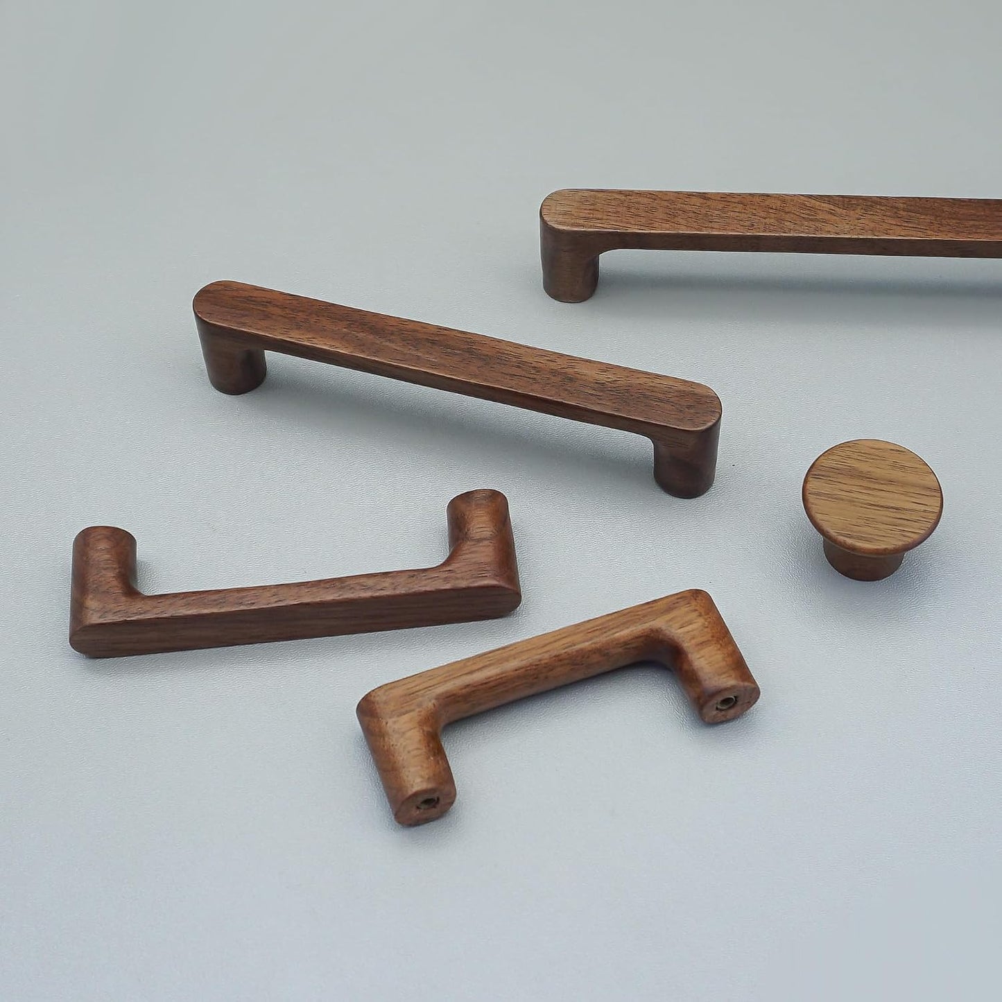 6 Tiradores de madera nogal para gabinetes y cómoda