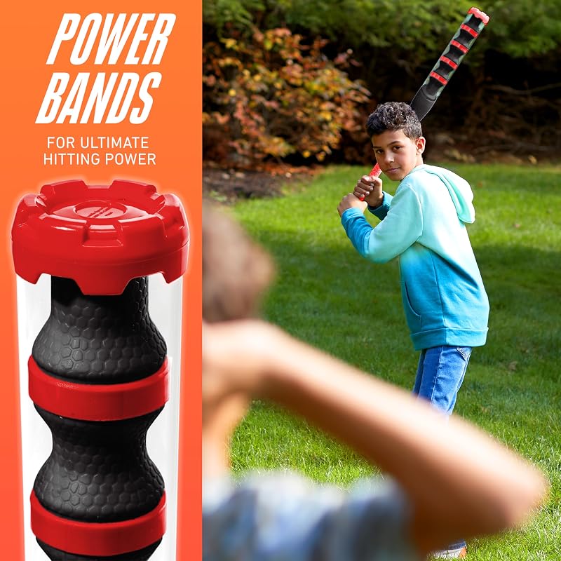 Set bate y pelota plástico para niños con bandas de agarre