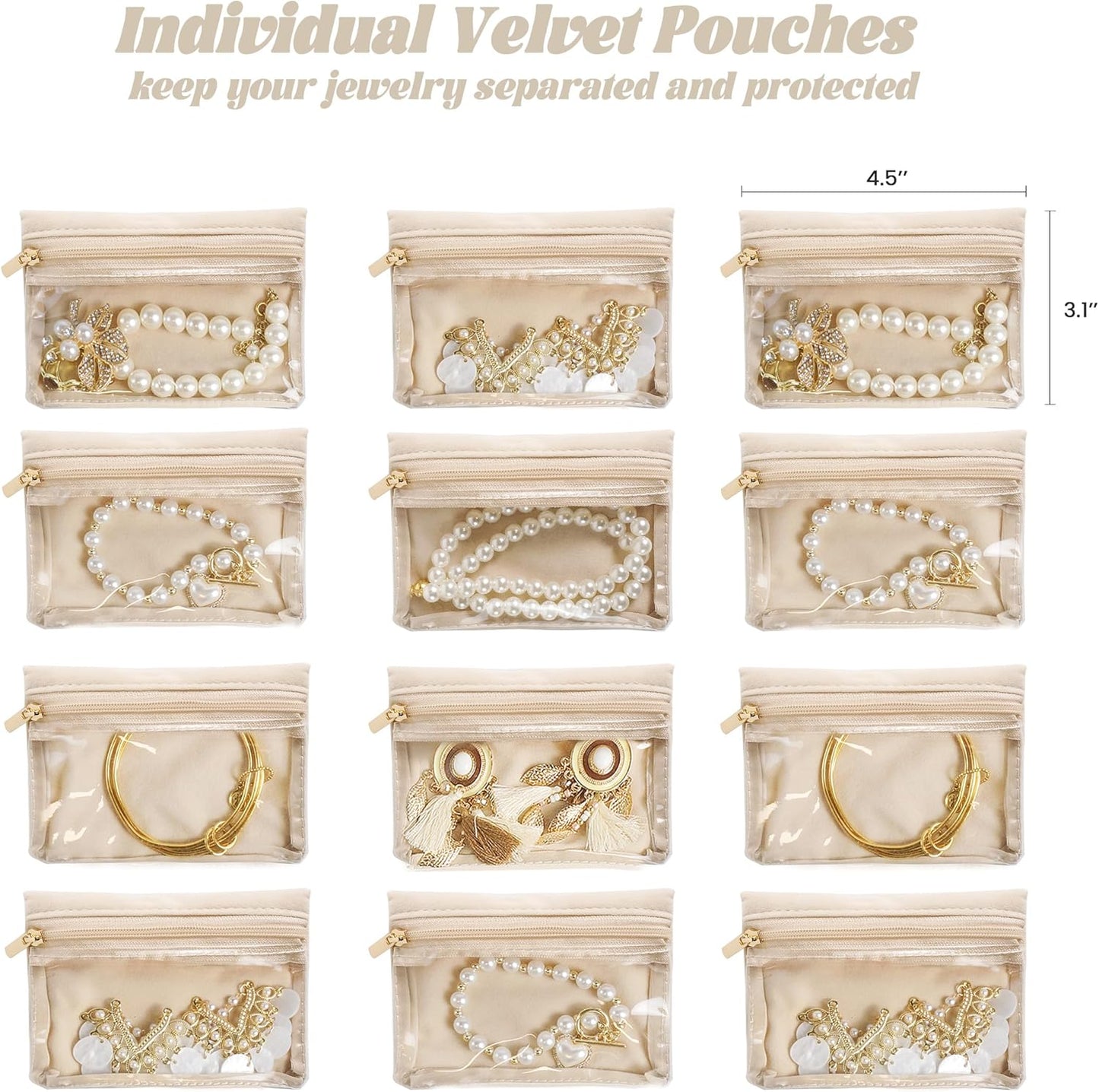 Joyero viaje 12 bolsas terciopelo para anillos aretes