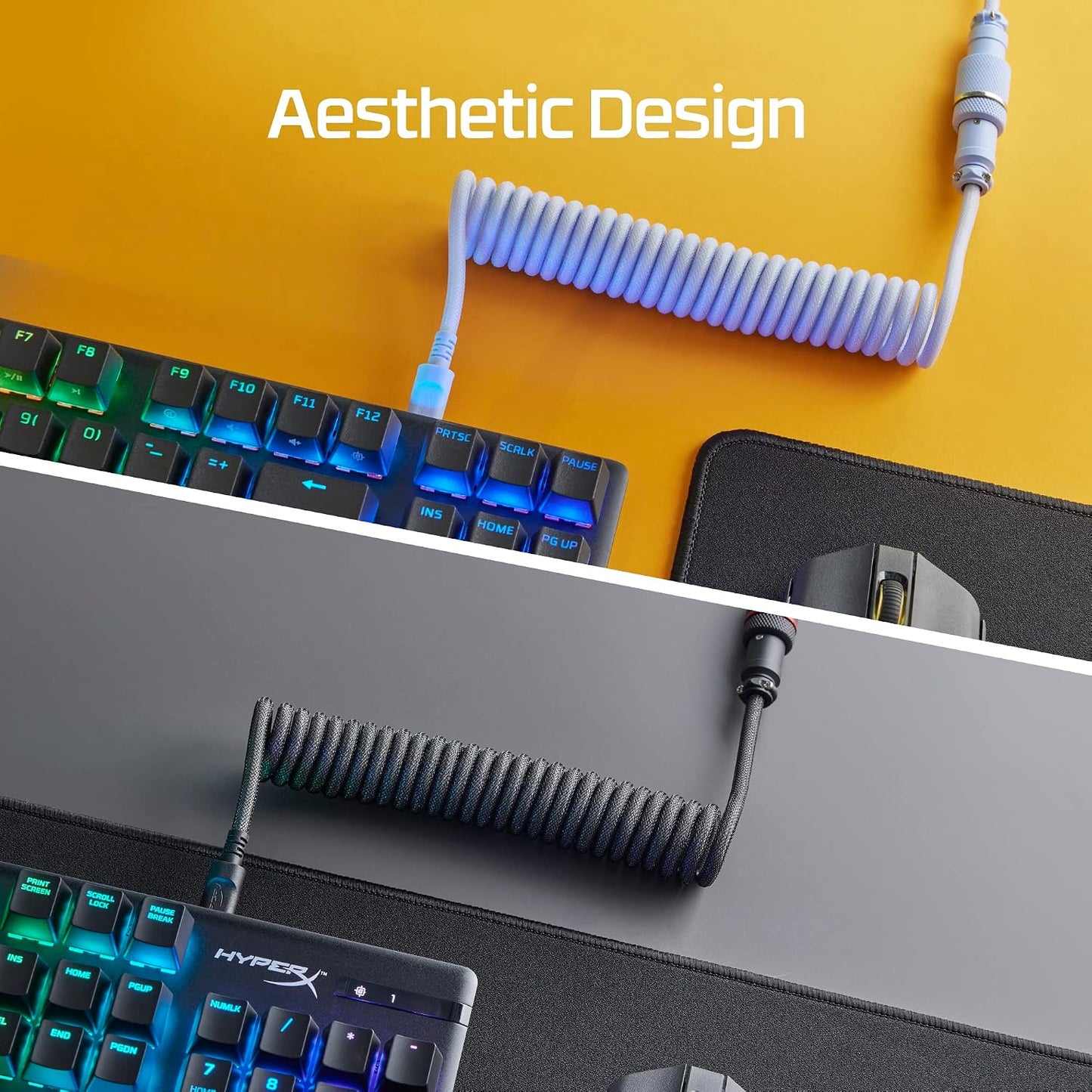 Cable USB-C a USB-A en espiral conector aviador 5 pines