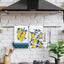 Set 2 Servilletas cocina geométricas azul flores 18x26 pulg