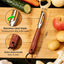 Pelador patatas acero inox mango madera hoja afilada