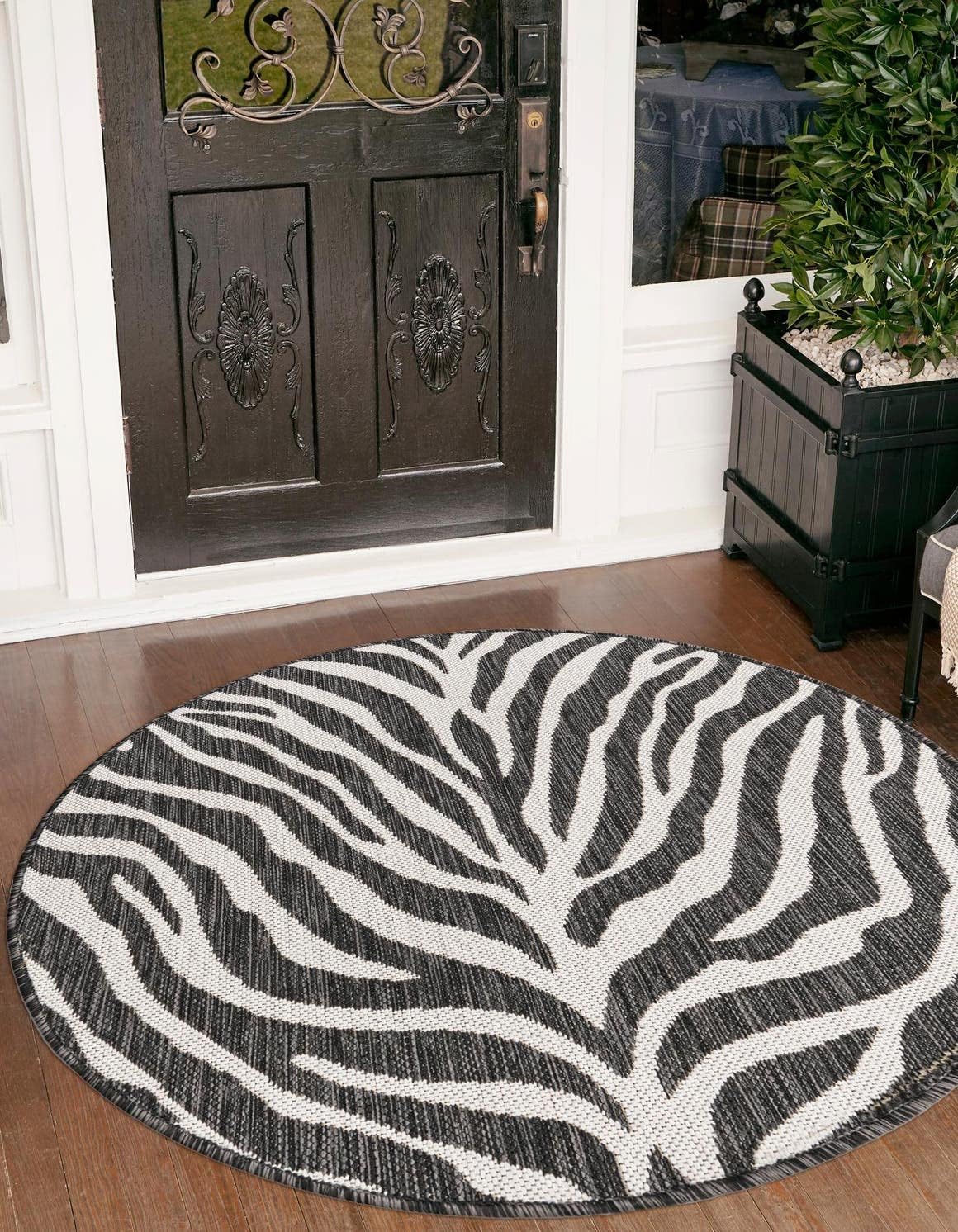 Alfombra Tsavo redonda 4ft1" blanco/negro