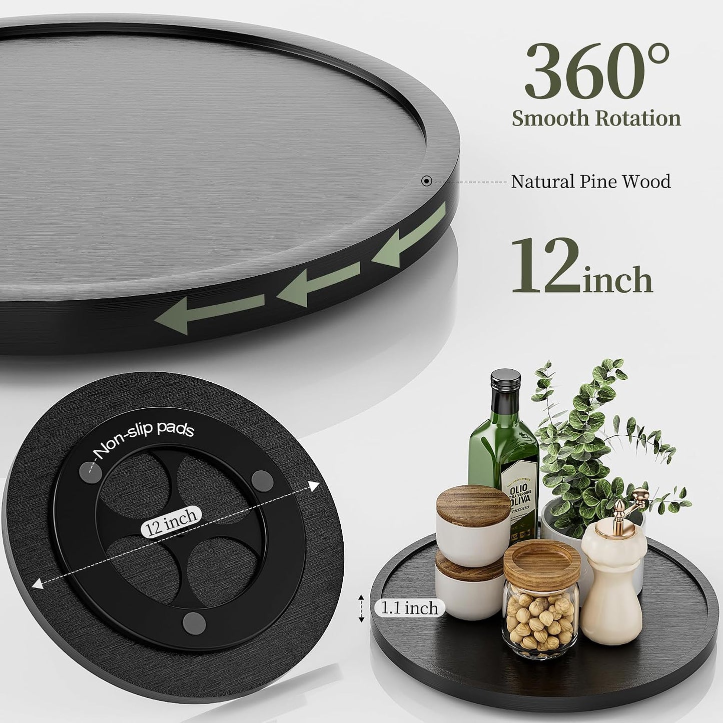 Lazy Susan madera 12" organiz. giratorio cocina baño
