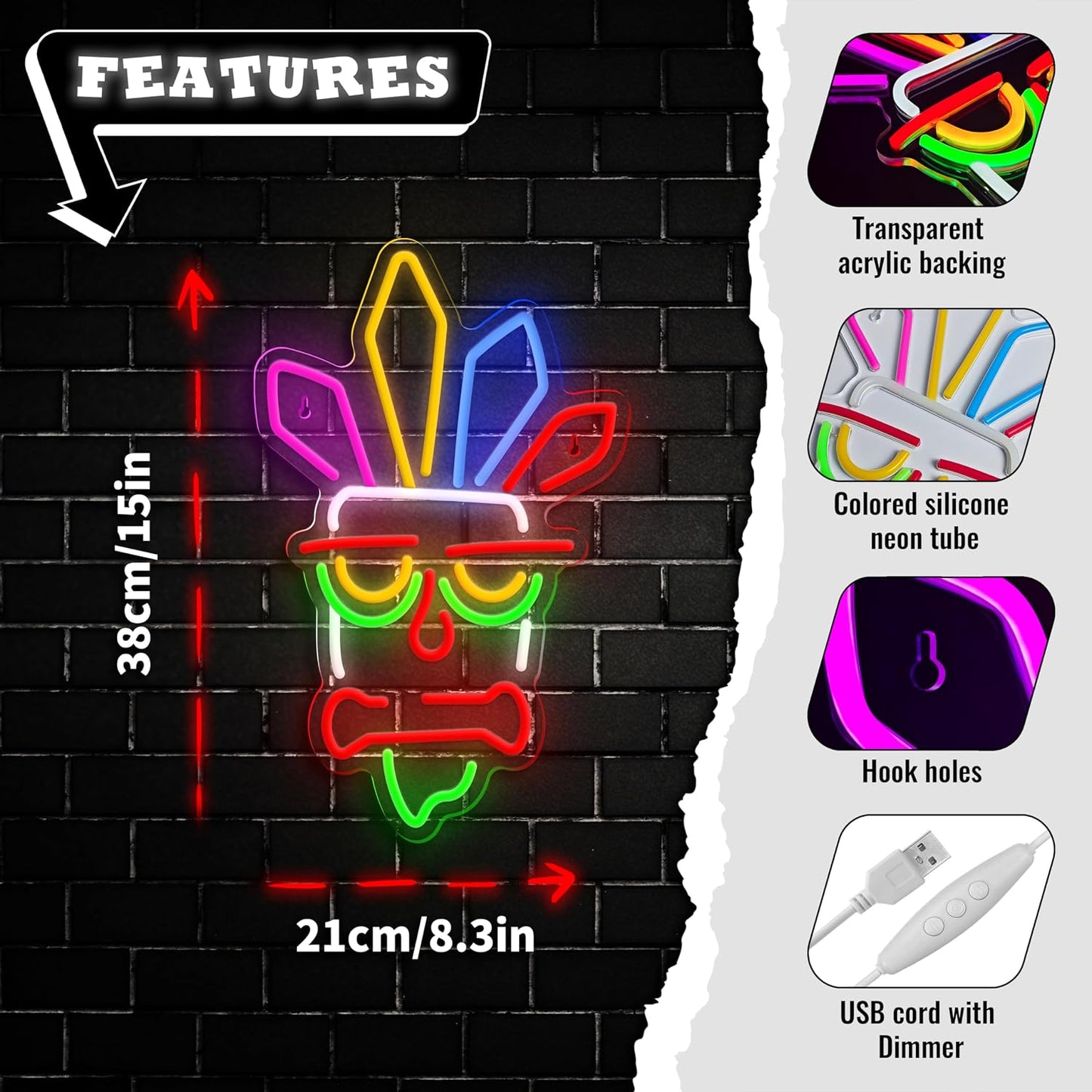 Letrero Neón Led Regulable para Barra Tiki Pub Club