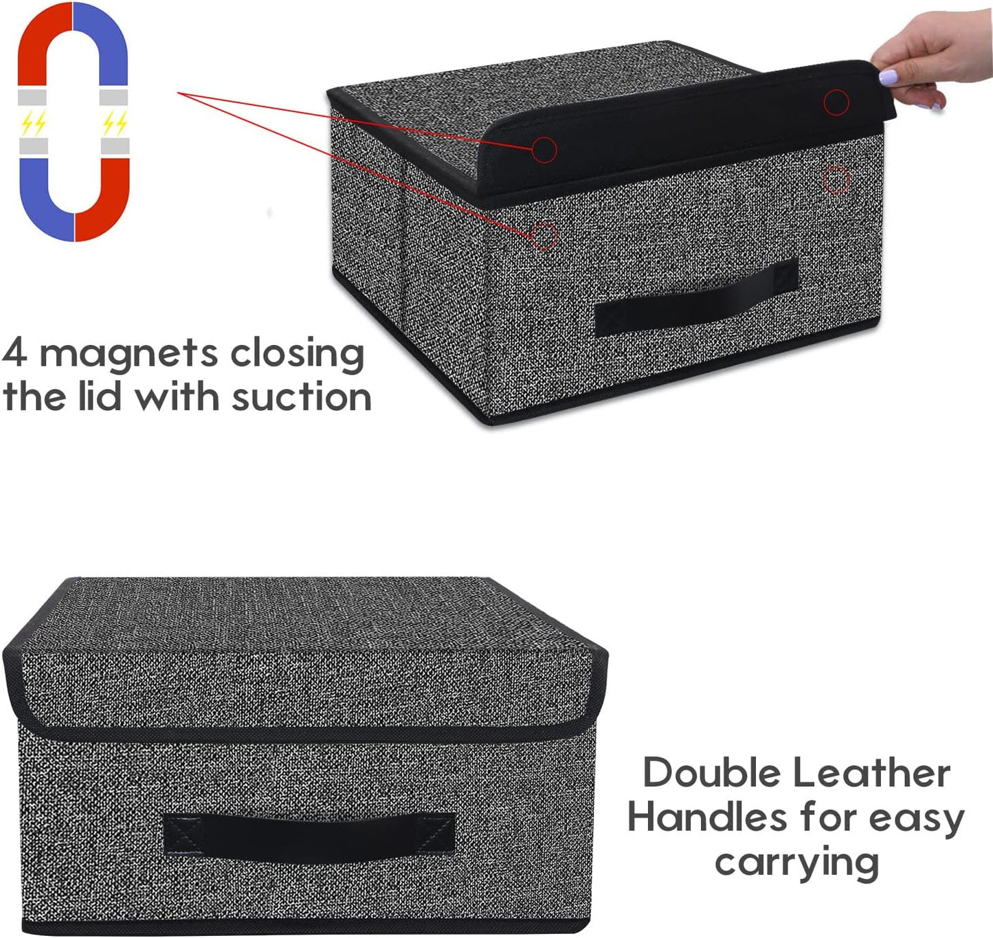 Caja almacenamiento plegable 33x33cm set 2 con asas
