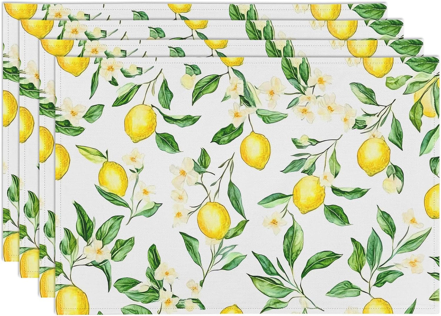 4 Manteles Verano Diseño Limón Amarillo 12x18pulg