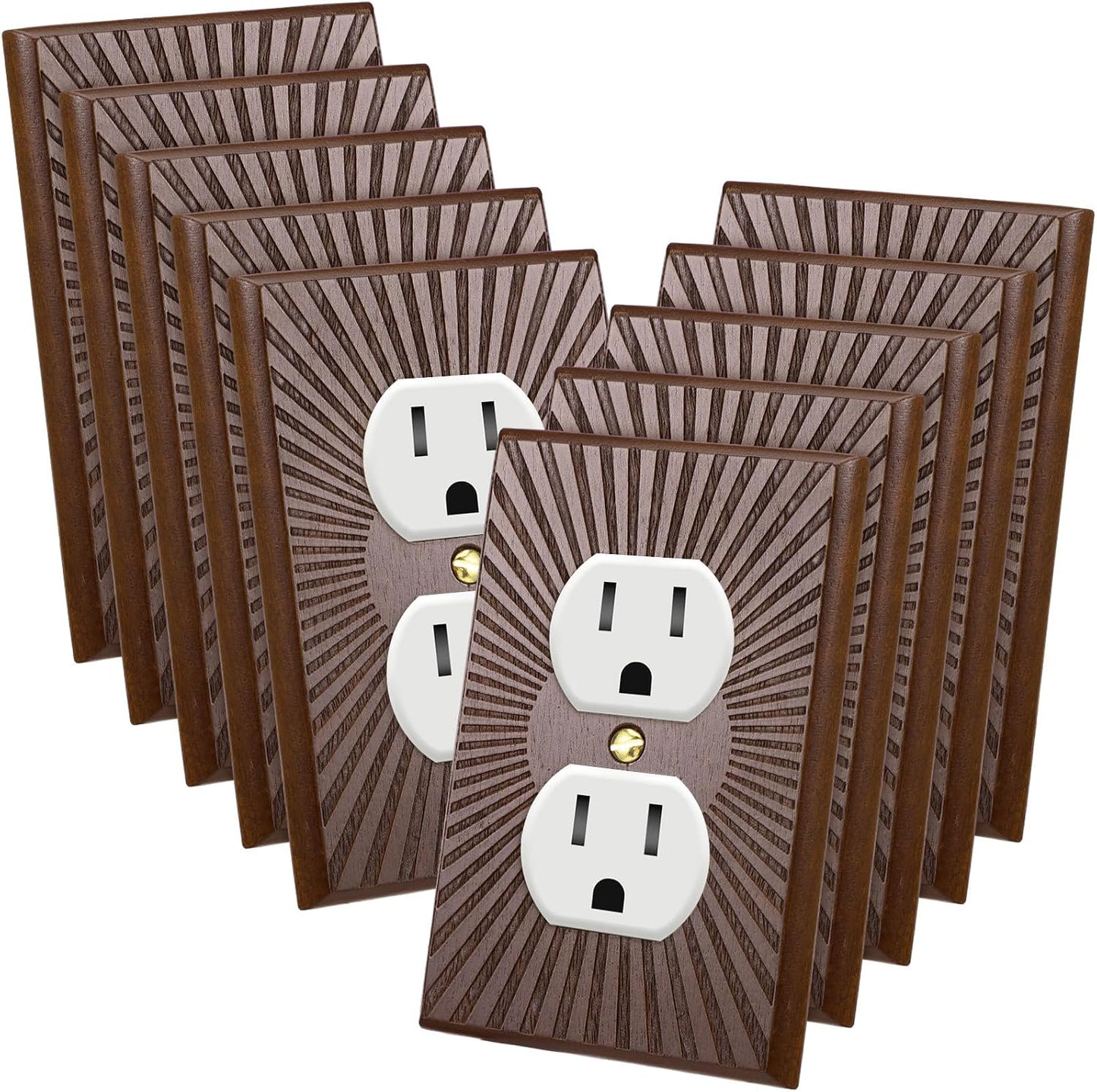 10 Cubiertas interruptor madera nogal bohemio marrón vintage