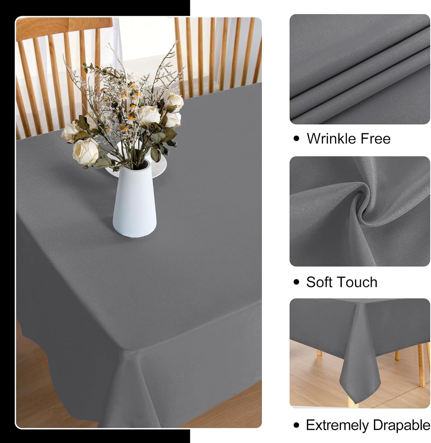 Mantel cuadrado 60x60pulg impermeable gris claro