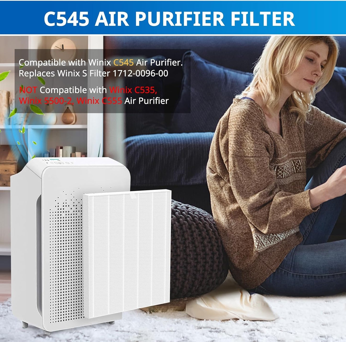 2 Filtros Repuesto C545 S para Purificador Winix