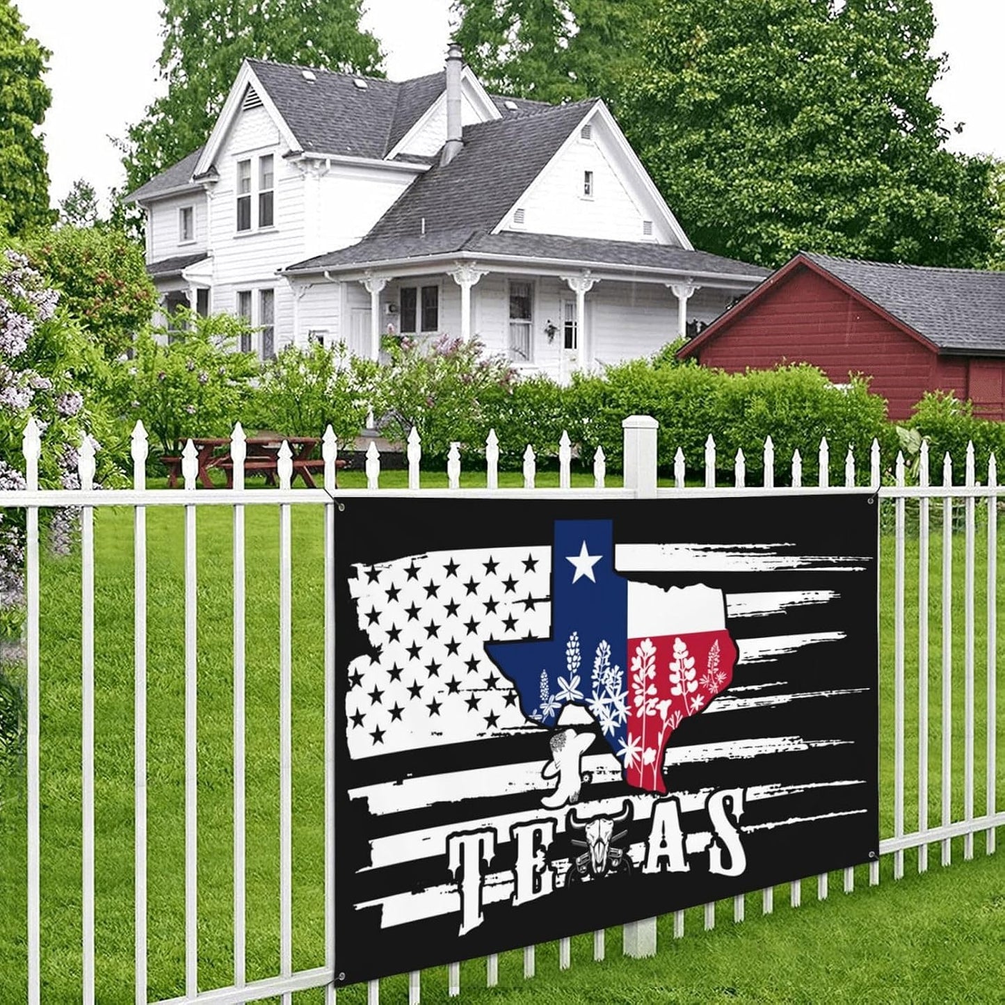 Bandera Texas 4x6ft para jardín con 4 agujeros