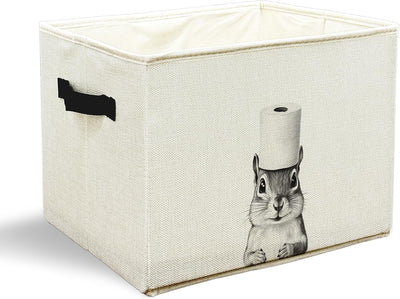 Caja almacenamiento ardilla baño tocador con asa blanco y negro