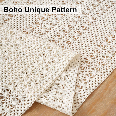 Camino mesa beige 71pulg bohemio macramé comedor sala