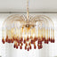 Candelabro cristal dorado moderno para comedor y sala