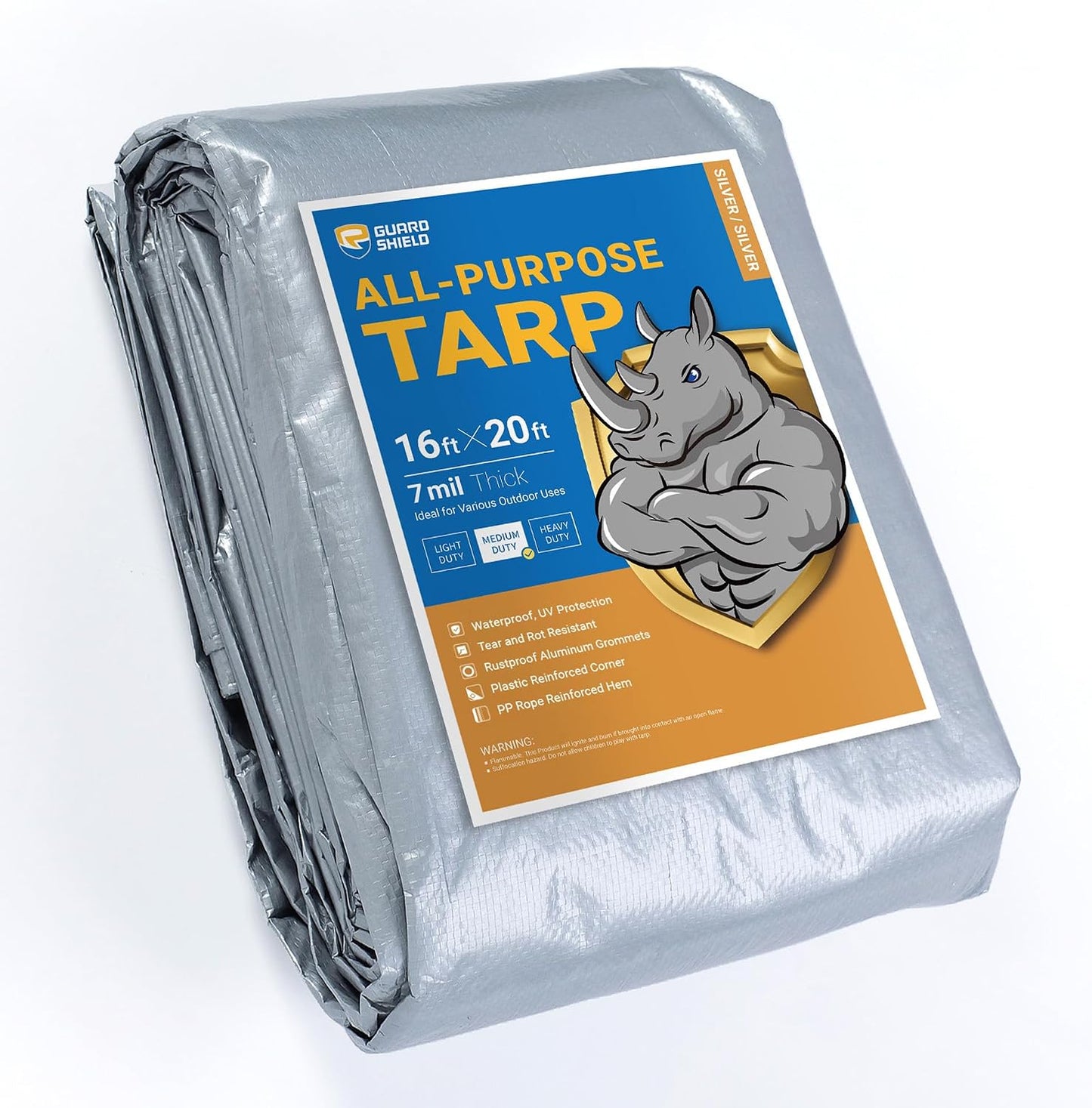Lona plateada resistente 16x20ft impermeable uso medio